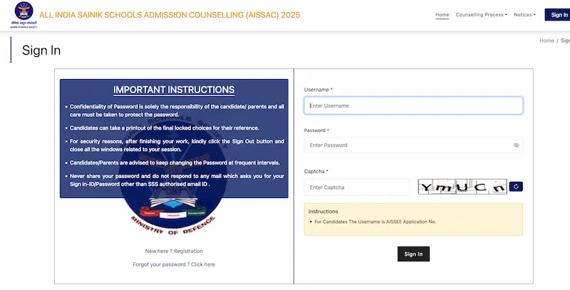 Sainik School e counselling 2025 register here