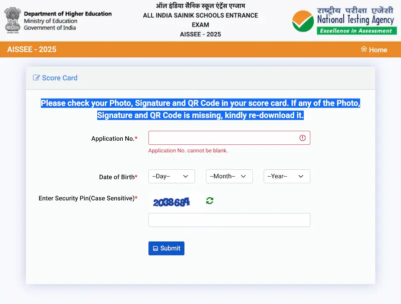 Sainik School Result 2025
